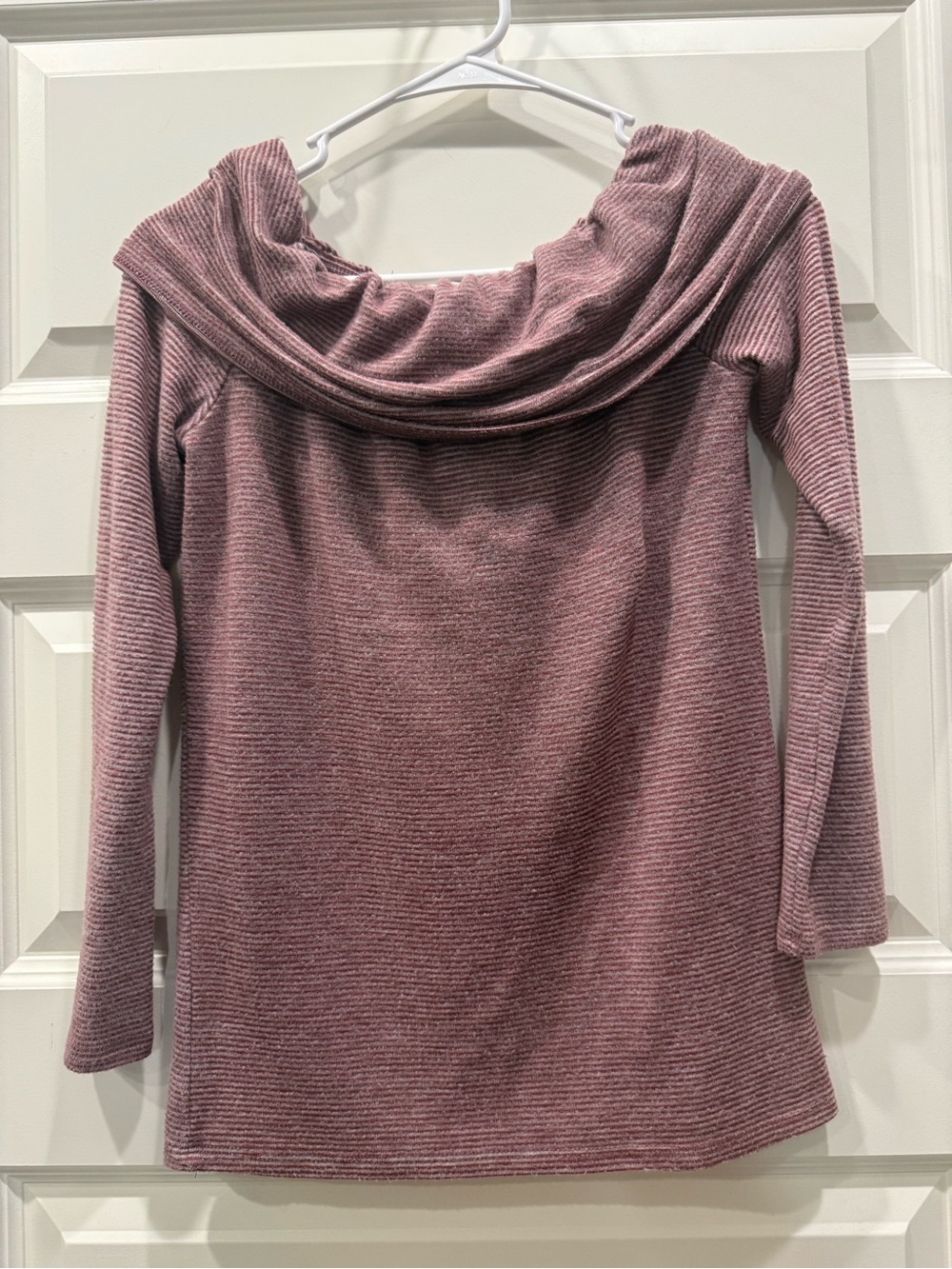 Women's Off-the-Shoulder Ribbed Sweater Top - Mauve Pink